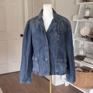 Vtg Duck Head Denim Jacket Blazer Girls XL or Womens Small Blue‎ Denim Jean Pink